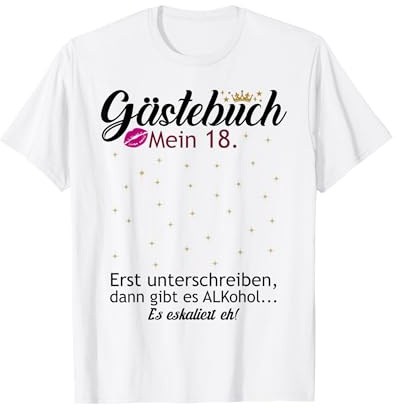 Gästebuch zum 18. Geburtstag für Jungen und Mädchen, lustiges Design T-Shirt