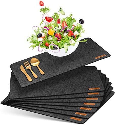 Balinco Platzset Filz, abwaschbar, hitzebeständig, pflegeleicht, hochwertig, Teller Untersetzer, Platzdeckchen, Filzuntersetzer, 8er Set (Anthrazit)