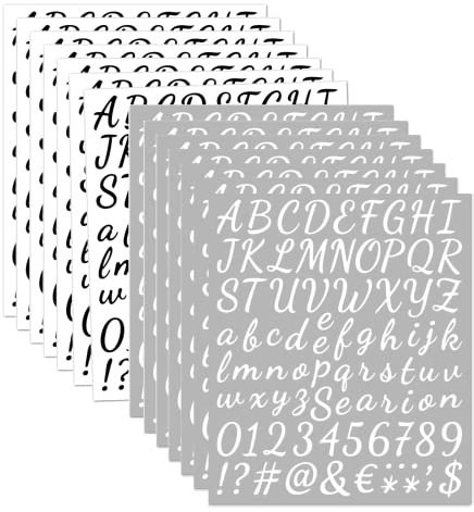 1176 Stück 14 Blätter Selbstklebende Buchstaben Aufkleber Weiß/Schwarz Vinyl Klebebuchstaben Wetterfest Alphabet Aufkleber Selbstklebende Buchstaben Nummern Aufkleber für DIY Scrapbook Grußkarte