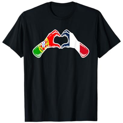 Drapeau Portugal France - Coeur Portugais Français T-Shirt