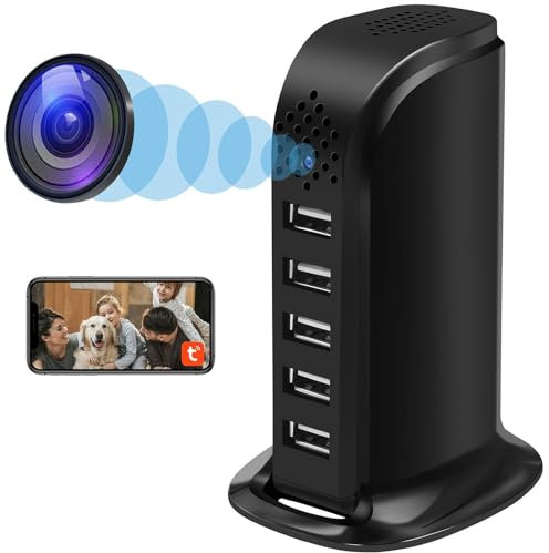 Nisanmoon 2.4/5G WiFi Telecamera Nascosta 5 Porta USB Caricatore WiFi Fotocamera HD 1080P Wifi Telecamera Spia, Mini Telecamera Spia Nascosta supporto di Rilevamento del Movimento e Vista Remota