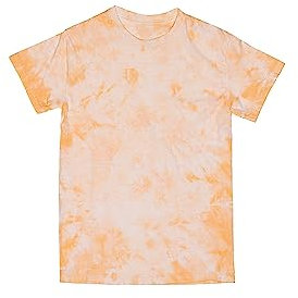 Magric River T-Shirt, kurzärmelig, handgefertigt, Batikfärbung, Mandarinen-Kristall, Mandarine, Klein