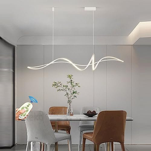 Lanekd LED Pendelleuchte Esstisch Schwarz Hängelampe Dimmbar Spiral Design Hängeleuchte Esszimmer Esstischlampe mit Fernbedienung Esszimmerlampe Pendellampe für Wohnzimmer Küche Büro Hängend Lampe