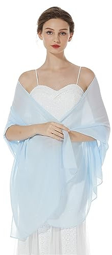 BEAUTELICATE Chiffon Schal Stola Damen Festlich Elegante Tücher Schultertuch Stola für Abendkleider Braut Festlich Sommer Hochzeits(Babyblau