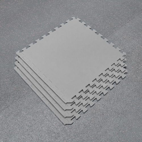 FORZA Tappeto Per Palestra Ad Incastro - Piastrelle Da 60cm² / Imbottitura In Schiuma EVA | Accessori Per Esercizi & Ginnastica (Pacco Da 16, Grigio)