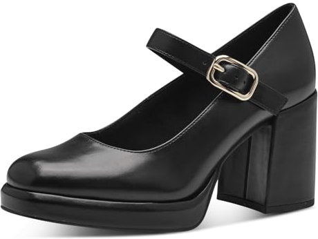 MARCO TOZZI Damen Pumps mit Riemen Elegant mit Blockabsatz, Schwarz (Black), 38 EU