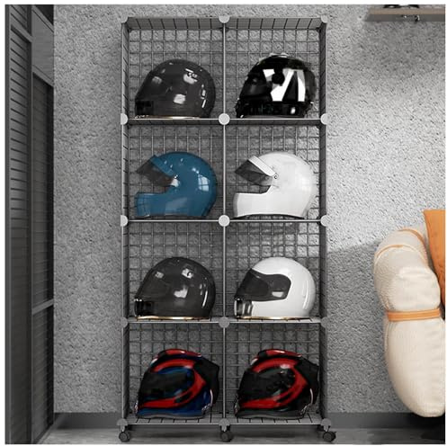 Motorradhelm Aufbewahrungsregal Metall Hutablage, Helm organisieren Vitrine für Fußballhelm/Fahrradhelm/Baseballhelm, Großer Hut-Organizer-Kappenaufhänger für Hutladen und Garderobe