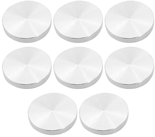 Oikabio Glasplatten-Adapter-Tischbeine, Aluminium, rund, 50 x 8 mm, silberfarben, 8 Stück