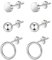 Ohrringe Silber 925 Hypoallergen Wasserfeste Ohrstecker Silber 925 Damen, 3 Paar Ohrringe für Mehrere Ohrlöcher, Ohrstecker Damen Geschenke für Heute Muttertag