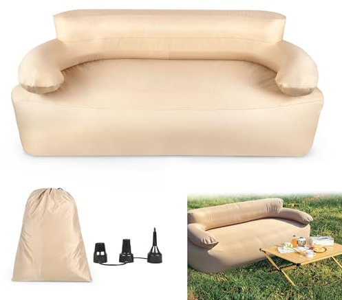 Suusolny 176x86x69cm Aufblasbares Sofa Camping Luftsofa Outdoor Aufblasbare Couch Camping Sofa mit Rücken Armlehne Air Lounge Sofa für 2 Personen Luftmatratze mit Pumpe Campingsofa