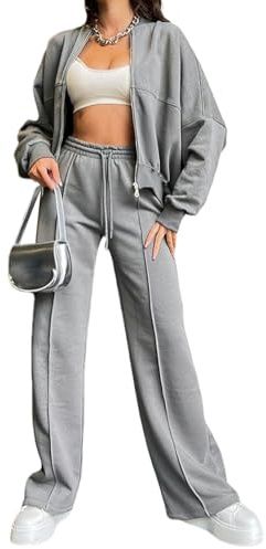 amropi Tuta da Donna Giacca con Cerniera e Pantaloni Jogging Tute 2 Pezzi Sportivo Completo