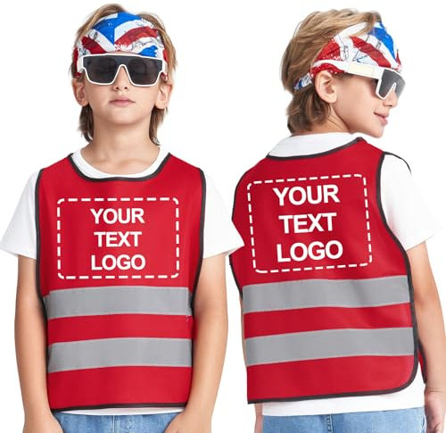 AYKRM Kinder Warnweste - Reflektierendes Sicherheitsband - Universal Größe für Kinder von 10-14 Jahren - Rot