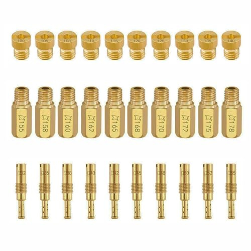 Vergaserdüsen Set, Vergaser düsen Ersatz, 10 Stück langsame Pilotdüsen #32-55 und 20 Stück M5/M6 Vergaser Hauptdüsen #100-178, für Keihin PE PWK CVK OKO KOSO Vergaser