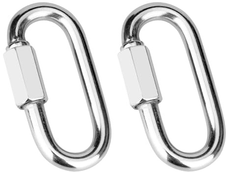 Vmuter Chain links, 304(18-8) Stainless Steel Screw Chain Quick Links, Carabiner, Repair Utility Links Safety Chain Connector for Camping Outdoor Equipment Locking Hammocks Harness Leash, 2 Pcs 3 Inch