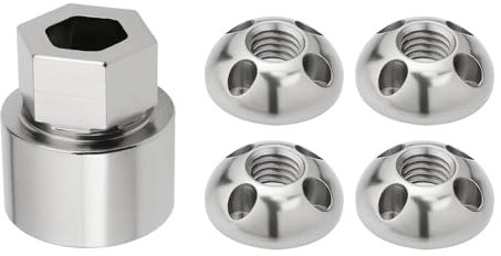 Be In Your Mind 1 Satz Sicherheitsmuttern Diebstahlsicherung M8 mit 4 Löchern aus Edelstahl für Dachträger, Sonnensystem (4 Muttern 1 Schloss) Silber