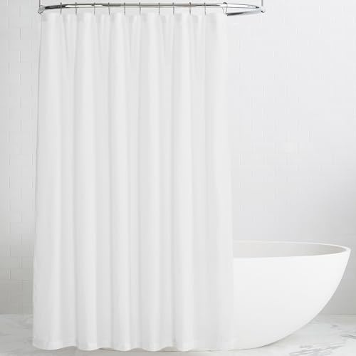 KGORGE - Tenda da doccia in lino bianco, semi trasparente, leggera, con occhielli per bottoni, privacy parziale, ad asciugatura rapida, per decorazione del bagno e della vasca, bianca, 182,9 x 198,1