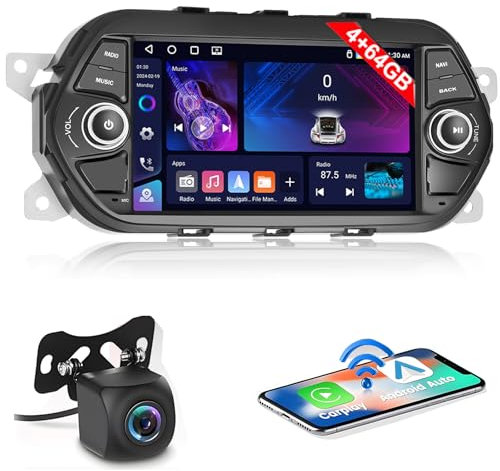 4+64GB Android Autoradio per FIAT Tipo FIAT Egea 2015-2017 Wireless Carplay, 7 Pollici Touch Screen Android Auto Stereo Auto Vista Posteriore in Diretta,GPS WiFi EQ FM RDS Radio