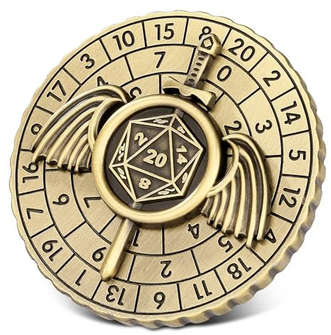 DND Radwürfel Spinner, 7-in-1 Kämpfer Schwertern Metallische D&D Würfel, Kämpfer Schwertern Roulette Würfel Spinner für DND Würfelset, D&D Geschenke mit Box, Rollenspiel Brettspiel Zubehör, Bronze