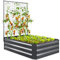 Outsunny Jardinera Exterior Grande de Acero Galvanizado Jardinera de Exterior con Celosía para Plantas Trepadoras y Fondo Abierto para Patio Terraza Balcón 80x115x125 cm Gris Oscuro