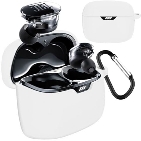 TOORQR Kompatibel mit JBL Tune Beam/JBL Tune 245NC TWS Hülle Kopfhörer Case,Schützende Flüssig Silikon Hülle für Tune Beam Silikon Cover,Front-LED Sichtbar, Kratzfest,Leicht zu Reinigen (Weiß)