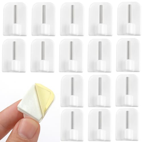 CATOR 30 Pcs Ganchos Autoadhesivos, Blanco Suporte de Barra Cortina, Gancho Simple Sin Costuras, Sin Taladro Ganchos Autoadhesivos, Gancho Adhesivo para Puerta Colgante con llave, Adecuado la Familia