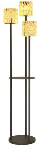Outsunny Solar Stehlampe Rattan Solarlampen mit Lichtsensor 3 Lichte Regal Solarleuchte im Boho-Stil IP44 Wasserdichte Solarlampe Outdoor Lampe Solarlaterne für Garten Balkon Außen Rasen Ø37 x 144H cm