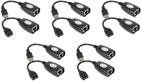 Xnuiasqe 5X USB to RJ45 RJ 45 LAN Cable Extension Adapter Extender USB to Network Port Signal Amplifier