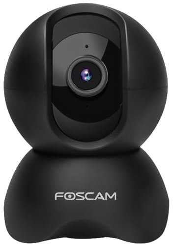 Foscam X5 5 MP Super HD WLAN schwenkbare und neigbare Überwachungskamera mit Zwei-Wege-Audiokommunikation, Nachtsicht, Bewegungs- und Tonerkennung, Personenerkennung (schwarz)