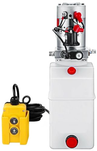 Pompe hydraulique électrique 12 V à simple effet avec réservoir en plastique de 6 L pour remorque benne basculante élévateur de voiture benne alimentation hydraulique compact 7 L DC système pour