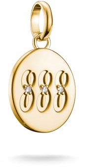 Thomas Sabo Charm pendant angel number 888 with stones Connect gold-plated 18-carat Gold-plating, Recycled 925 Silver