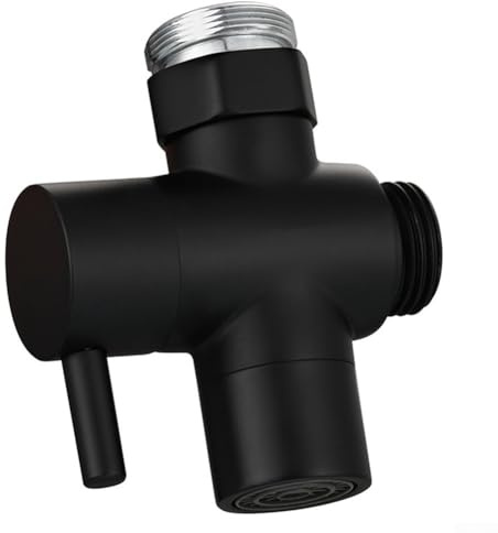 Eawfgtuw Brass Sink Diverter Valve 3 Way Splitter with 22mm Female Aerator Connector and 1/2 Inch Shower Hose Outlet, Includes M22 to M24 Adapter, Brushed(black)