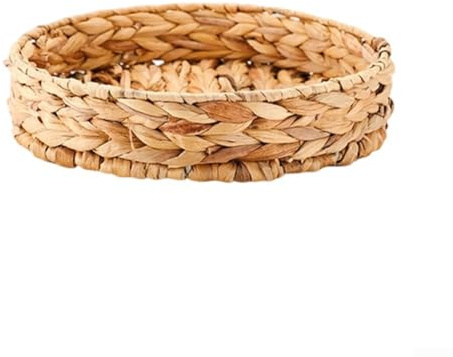 Homeponnew Juego de cestas de almacenamiento tejidas de jacinto de agua natural con asas para organización del hogar y servir – 2 tamaños 30 x 30 cm y 25 x 25 cm (bandeja de lengüetas)