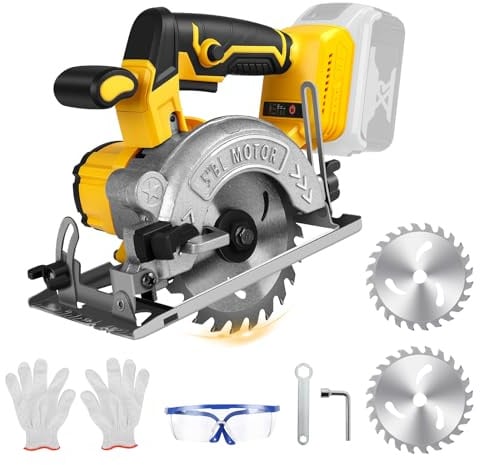 5 Inch Cordless Circular Saw for Dewalt 18V 20V Max Battery, No Battery | Brushless Motor, 0-6200 RPM, 0-45° Bevel Capability, Max Cutting Depth 1.6(90°), 0.82(45°), for Cutting Wood Plastic PVC