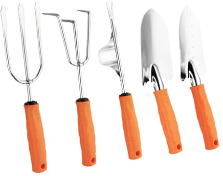 Gartenwerkzeug-Set – 5-teiliges Set aus Edelstahl, tragbar, für Gartenarbeit | Handwerkzeug-Sets für | zum Graben des Bodens zum Umpflanzen, Reinigen, Schneiden von Amateuren