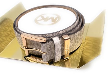Michael Kors Gürtel I Damen I Leder I Größe S/M I 100 cm lang mit Schnalle gemessen I 4,0 cm breit I SILBER I Women Belt3812