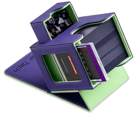 Mage Tech Kartenspielbox für MTG Commander – Patentiertes Design, Kommandanten-Display, Passend für 100 doppelt ummantelte Karten, 35pt Kartenkachel & Würfelschale – Resonanz