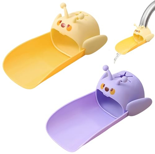 GWEOR 2 Pezzi Estensione Rubinetto Bambini con Design Ape, Prolunga Silicone per Rubinetto per Lavabo, Lavandino e Cucina