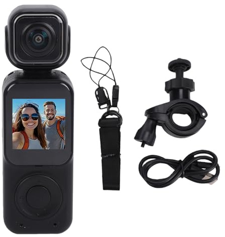 Yctze Macchina Fotografica Sportiva Portatile 4K 12MP Dual Lens Rotazione di 180 Gradi WiFi con Batteria da 2000mAh Controllo APP per Vlogging All'aperto Ciclismo Surf