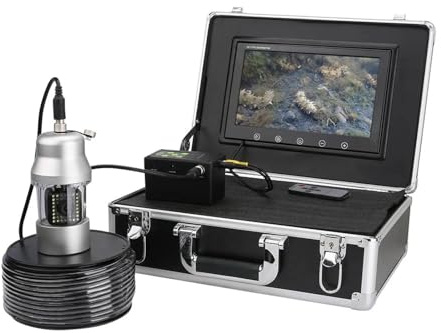 22,9 cm Unterwasser-Angel-Videokamera mit 38 LEDs und 360-Grad-Drehung für klare Sicht in Süß- und Salzwasser (38 LEDs, 100 m Kabel)