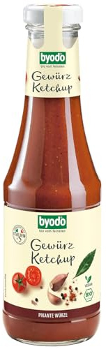 Byodo Gewürz Ketchup 3er Pack (3 x 500 ml) - Bio-Tomatenketchup, Pikante Note, Vegan, 100% Bio-Zutaten, Perfekt für kalte und warme Gerichte - Durchweg nachhaltige Verpackung
