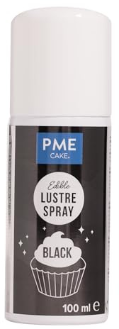 PME Edible Lustre Spray Black 100 ml | Adds a professional shimmering finish to celebration cakes and baked goods, suitable for commercial catering environments.