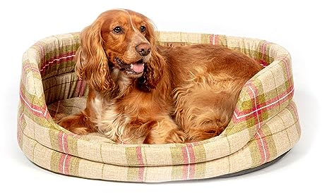 Danish Design Newton Moss Orange Brown Check Machine Washable Dog/Puppy Slumber Bed 35 Inch