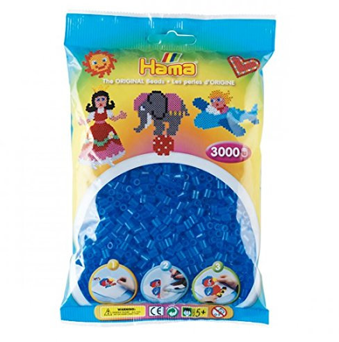 Hama Perlen Beutel | ca.3000 Midi Sicherungsperlen | Mosaik Deko Kunst & Basteln für kreative Kinder ab 5 Jahren | Transluzent Blau