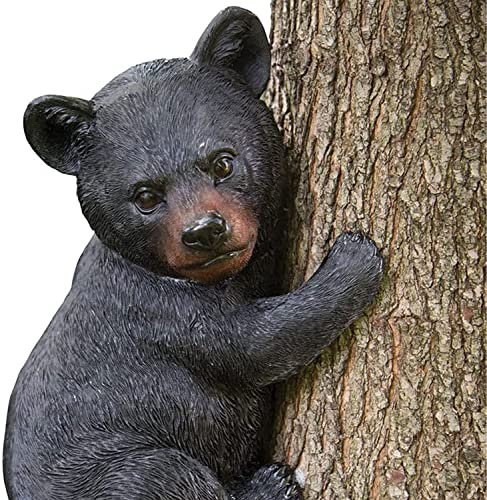 Bits and Pieces - Le Bébé Ours sur l'Arbre - Statue du Jardin - Embrasseur d'Arbre - Sculpture pour Arbre en Plein Air - Visages d'Embrasseurs d'Arbre pour Cadeaux et pour le Décor du Jardin - la Sculpture de Résine du Petit Ourson