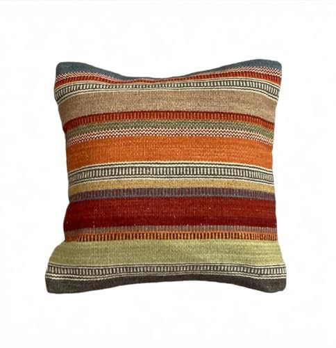 Kissenbezug, Fair-Trade-Produkt, mit Streifenmuster, aus Kelim-Gewebe, 45 cm, mehrfarbig