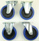 1 Satz 160mm Blue Wheels Lenkrollen + Bockrollen Transportrollen, Elastik Blau 300kg / Rad - INDUSTRIEQALITÄT (2x Lenk + 2x Bock)