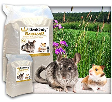 Premium Badesand für Chinchillasand, Hamster, Rennmäuse und Degus - samtweiche abgerundete Körnung 5 Kilogramm