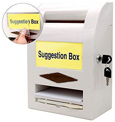 mioni Vorschlagsbox, Spendenbox, Briefkasten, Kommentarbox, Verriegelung und Stift für Wand oder Theke, 6 austauschbare Etiketten