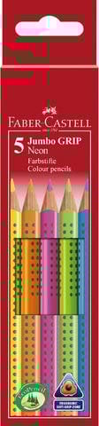 FABER-CASTELL Farbstift Jumbo GRIP, Schreibfarbe: 5er neon sortiert (5 Stück), Sie erhalten 5 Packungen á 5 Stück