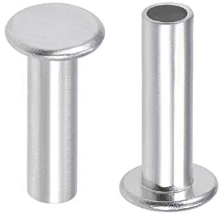 sourcing map 100 uds M4 x 14mm Remaches semitubulares en tono plateado de Aluminio de Cabeza plana